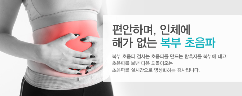 편안하며, 인체에 해가 없는 복부 초음파